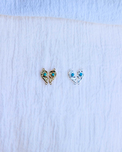 Best Friends Heart Genuine Turquoise Connector, CN156