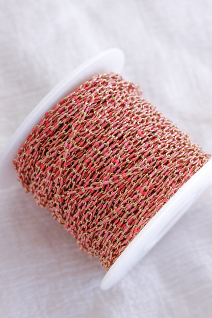 Pink Multi-Colored Enamel Chain, S80 G80