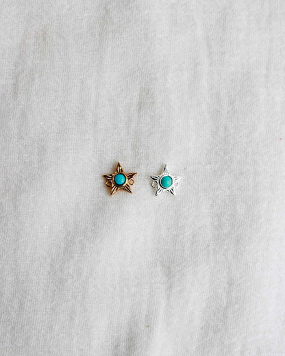 Star with Genuine Cabochon Turquoise Connector, CN159