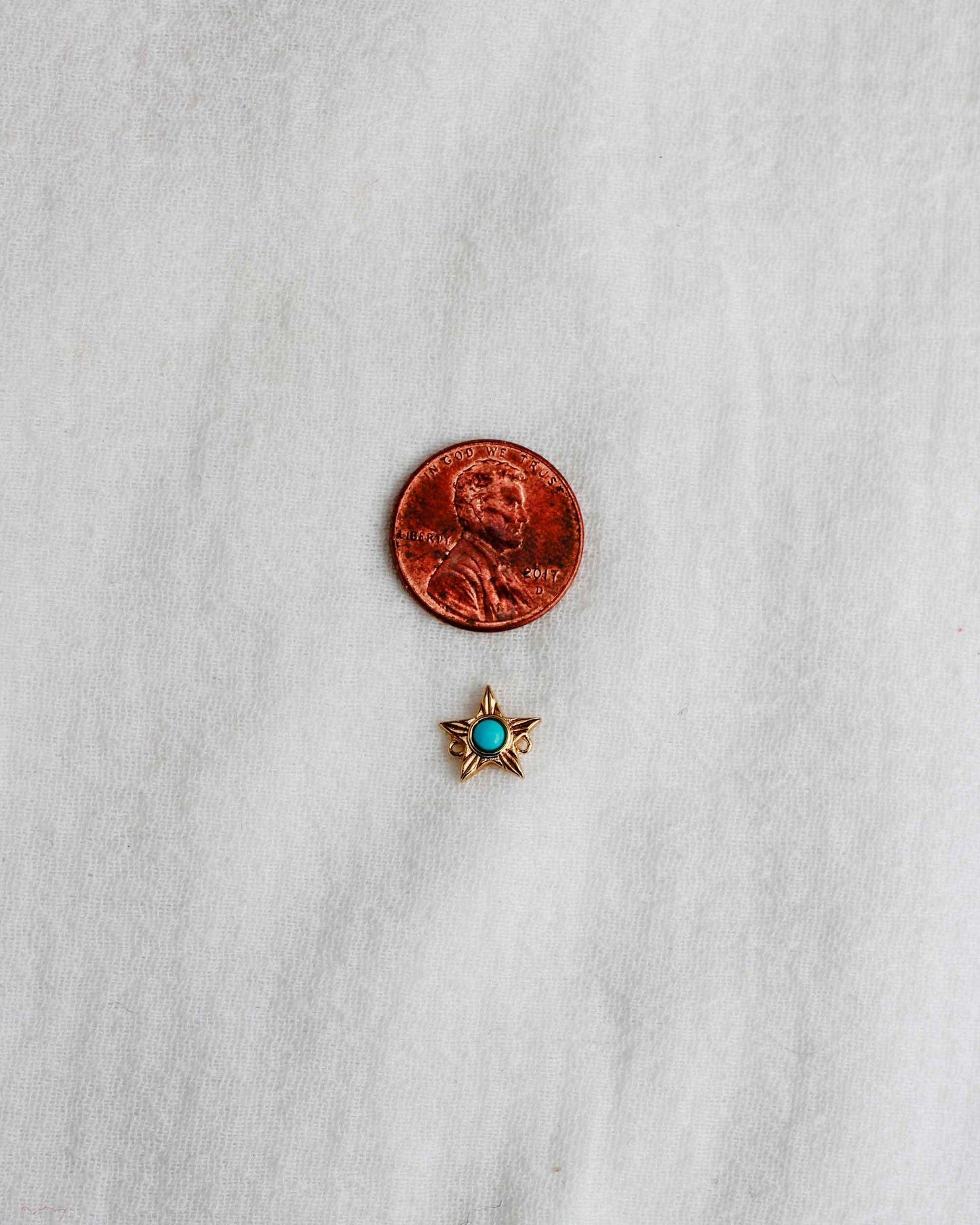Star with Genuine Cabochon Turquoise Connector, CN159
