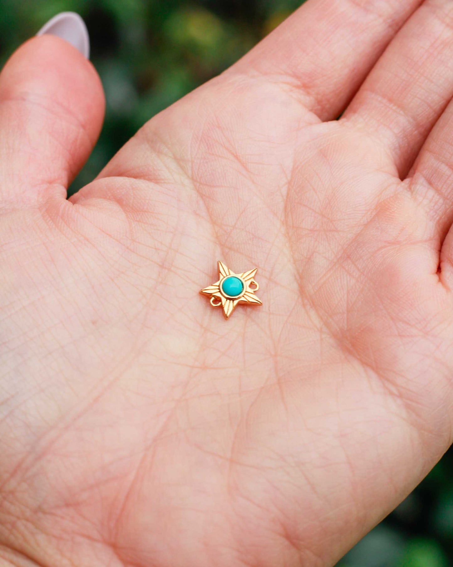 Star with Genuine Cabochon Turquoise Connector, CN159