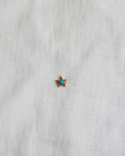 Star with Genuine Cabochon Turquoise Connector, CN159