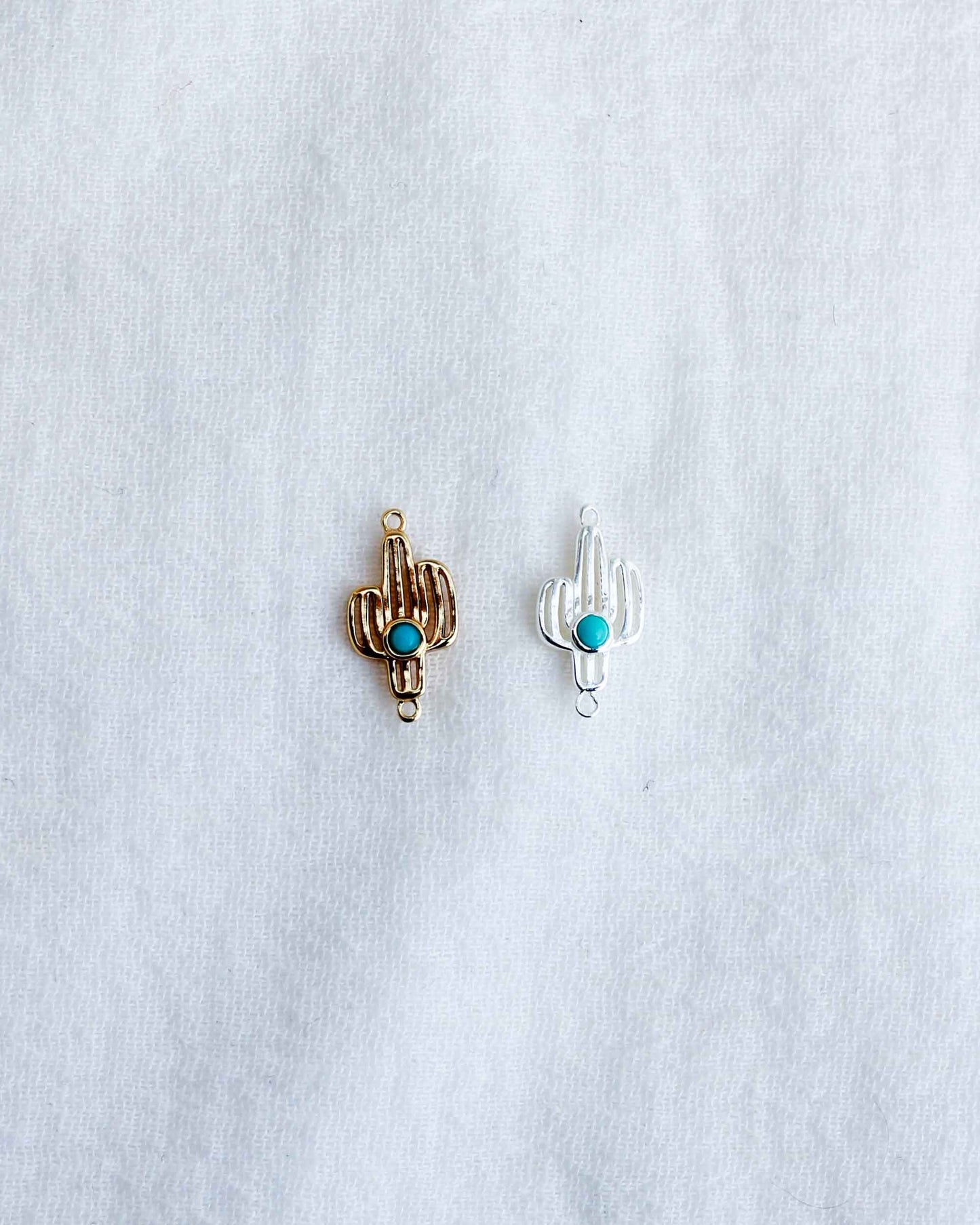 Cactus With Genuine Cabochon Turquoise Connector, CN160