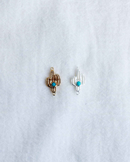 Cactus With Genuine Cabochon Turquoise Connector, CN160
