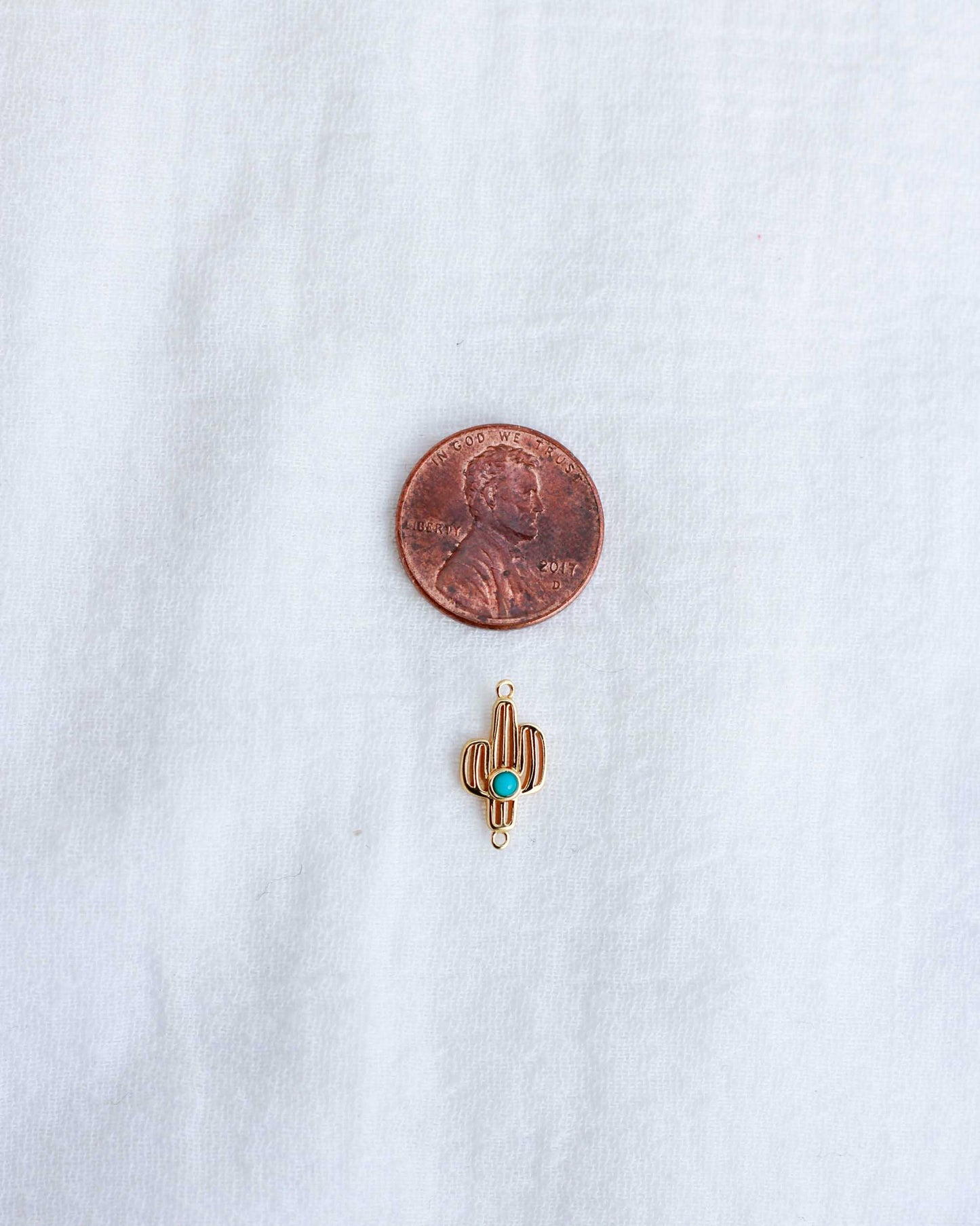 Cactus With Genuine Cabochon Turquoise Connector, CN160