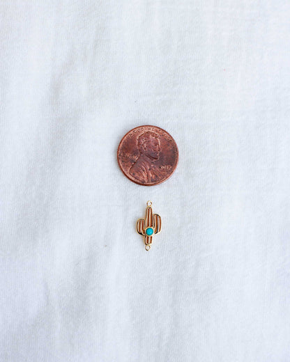 Cactus With Genuine Cabochon Turquoise Connector, CN160