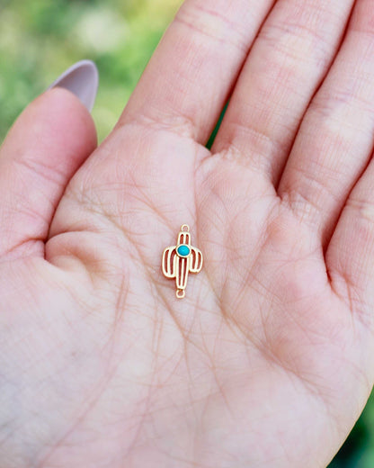Cactus With Genuine Cabochon Turquoise Connector, CN160