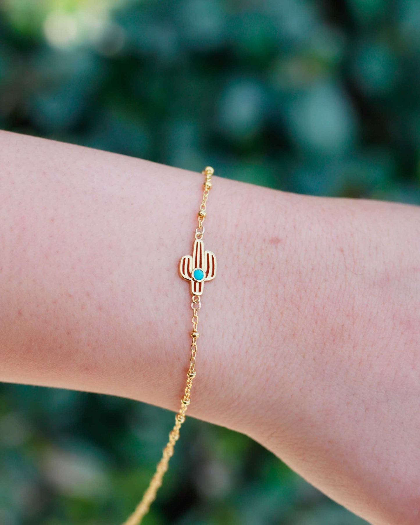 Cactus With Genuine Cabochon Turquoise Connector, CN160