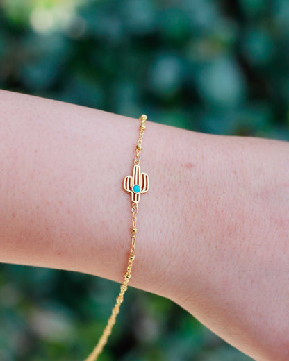 Cactus With Genuine Cabochon Turquoise Connector, CN160