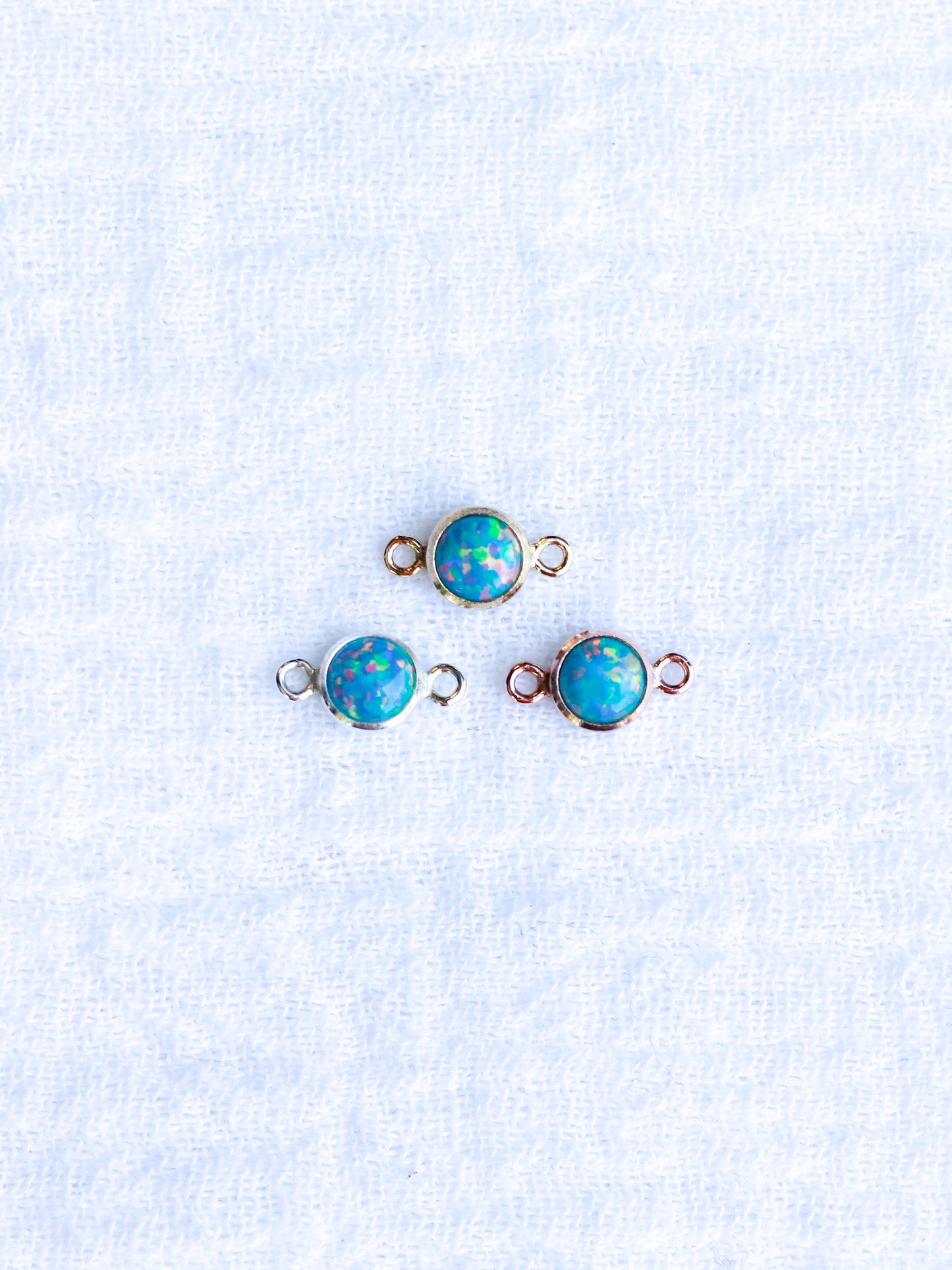 4mm Blue Opal Cabochon Connector, CN225