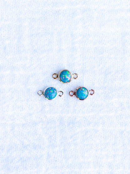 4mm Blue Opal Cabochon Connector, CN225