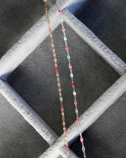 1.6mm Pink Enamel Dapped Chain, S84 G84
