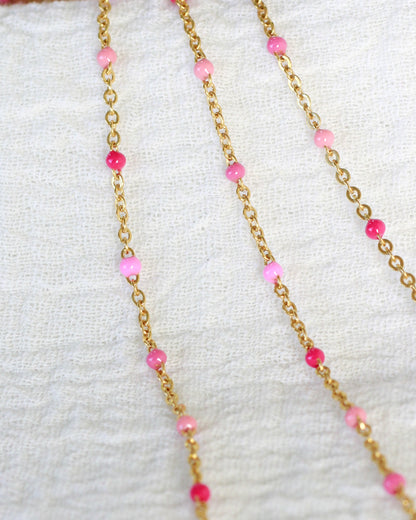 1.1mm Flat Cable Chain with Pink Dots, G83