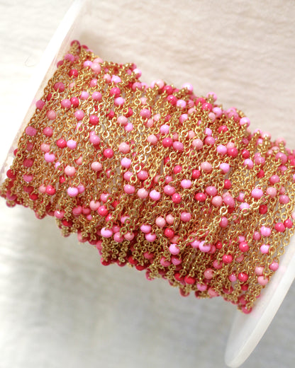 1.1mm Flat Cable Chain with Pink Dots, G83