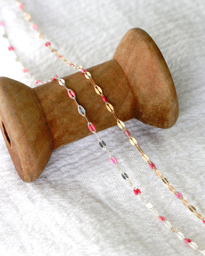 1.6mm Pink Enamel Dapped Chain, S84 G84