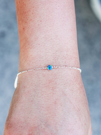 4mm Dark Blue and Green Opal Connector, CN226