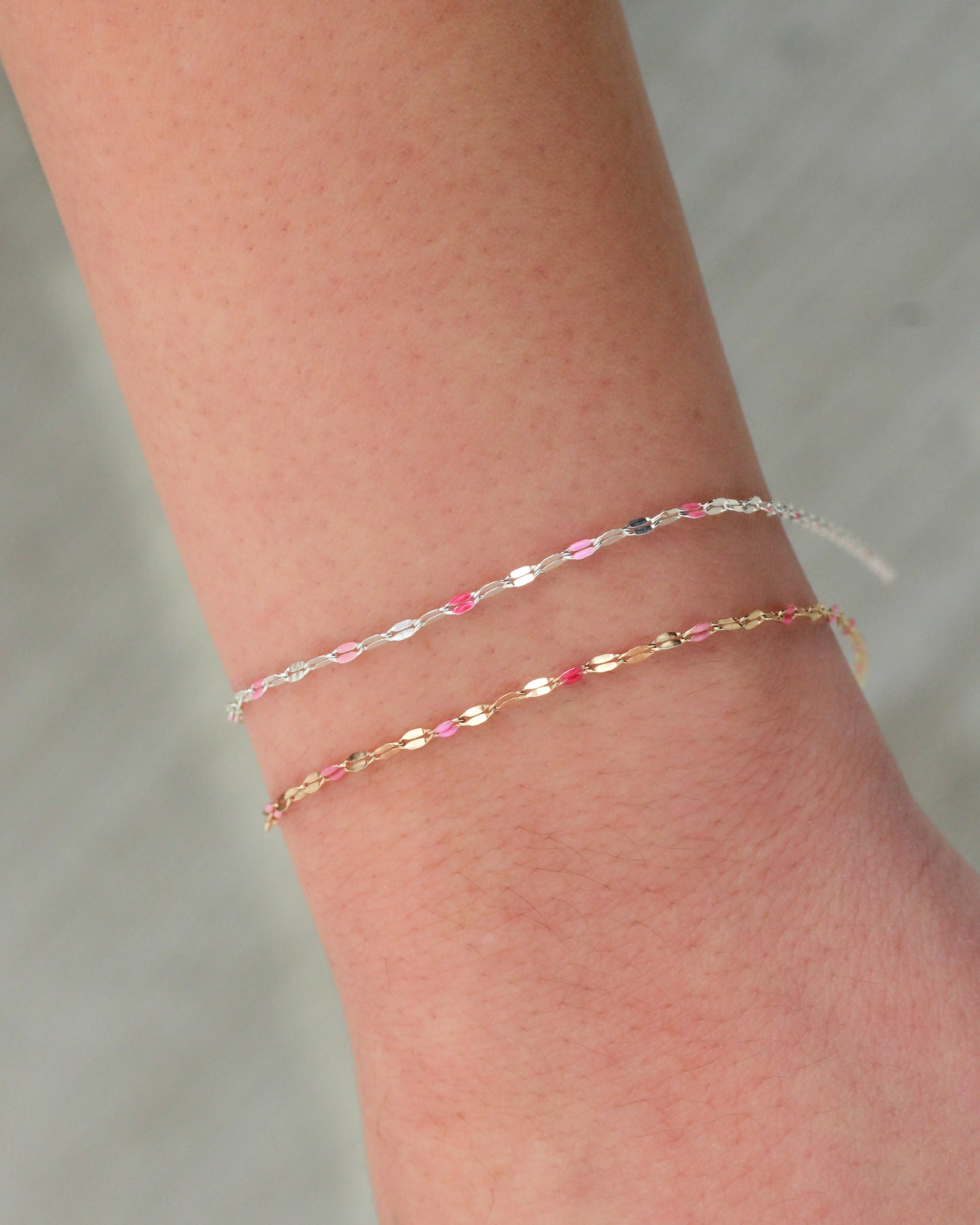 1.6mm Pink Enamel Dapped Chain, S84 G84