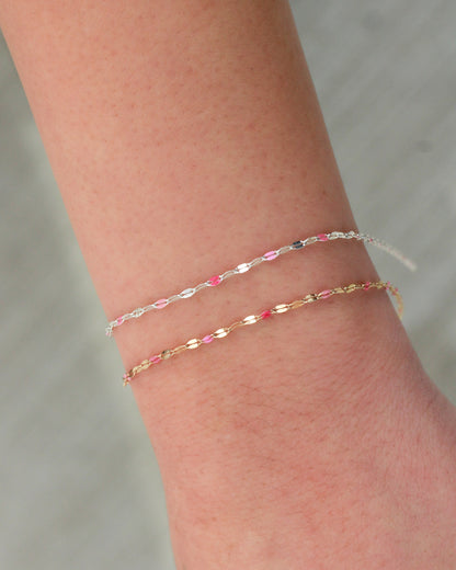 1.6mm Pink Enamel Dapped Chain, S84 G84