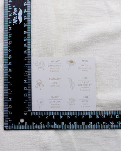 Birth flower Cards for CH16, MC01