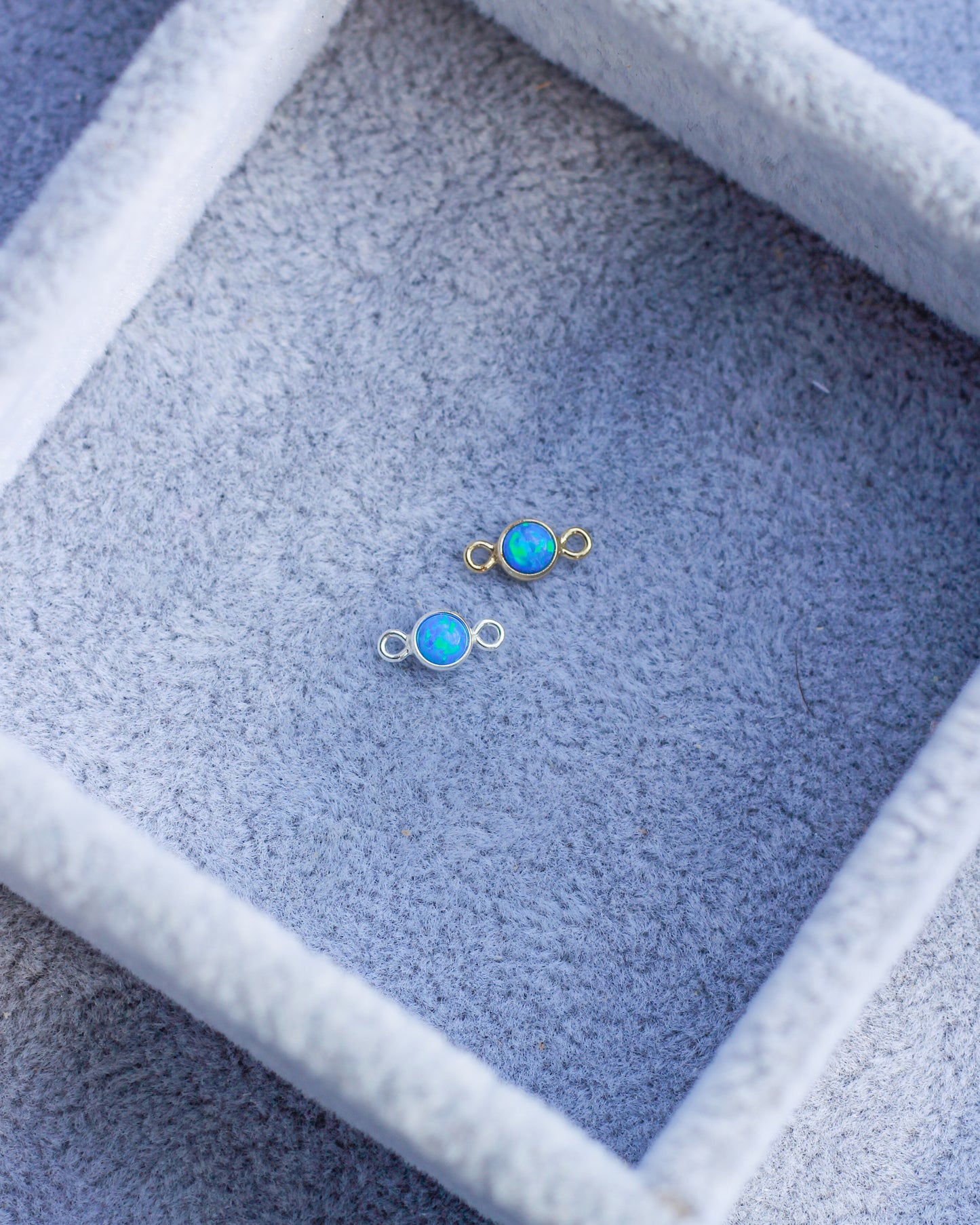 3mm Gold Filled Blue Opal Connector, CN267