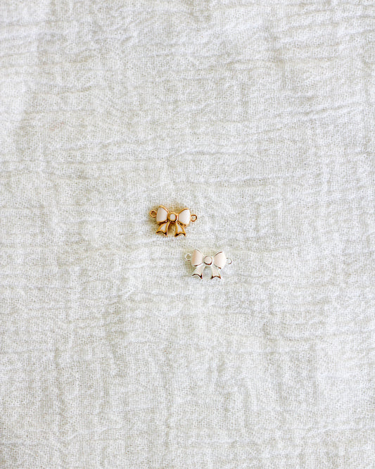 Blush Pink Enamel Bow Connector, CN82