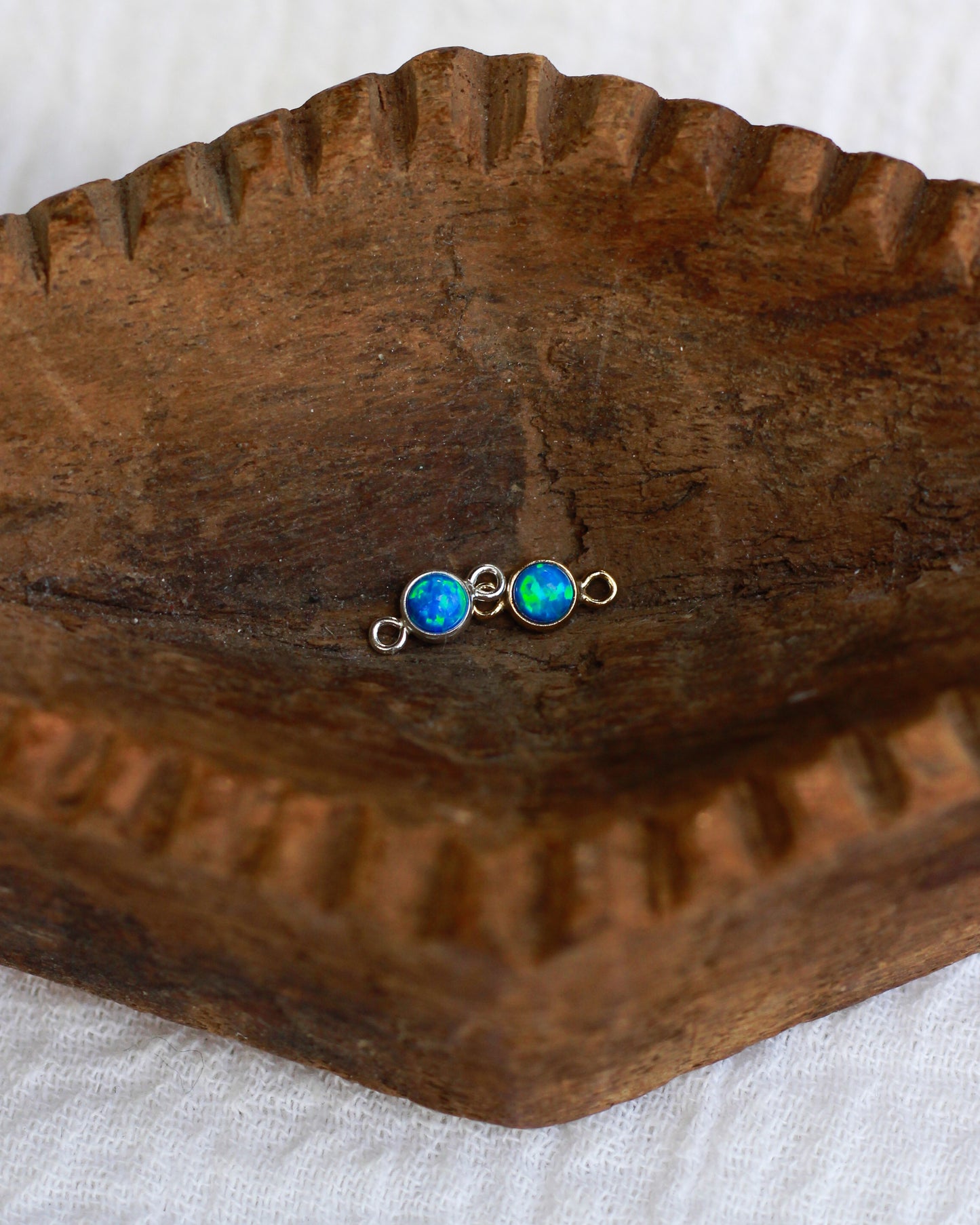 3mm Gold Filled Blue Opal Connector, CN267
