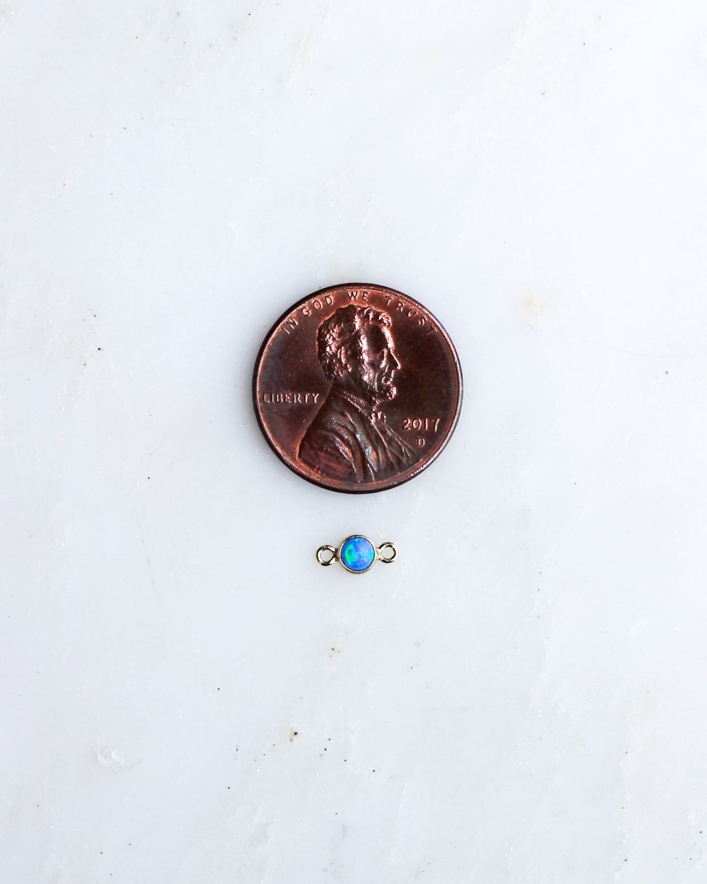 3mm Gold Filled Blue Opal Connector, CN267