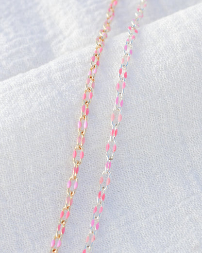 Pink Multi-Colored Enamel Chain, S80 G80