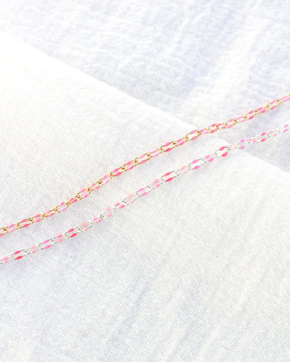 Pink Multi-Colored Enamel Chain, S80 G80