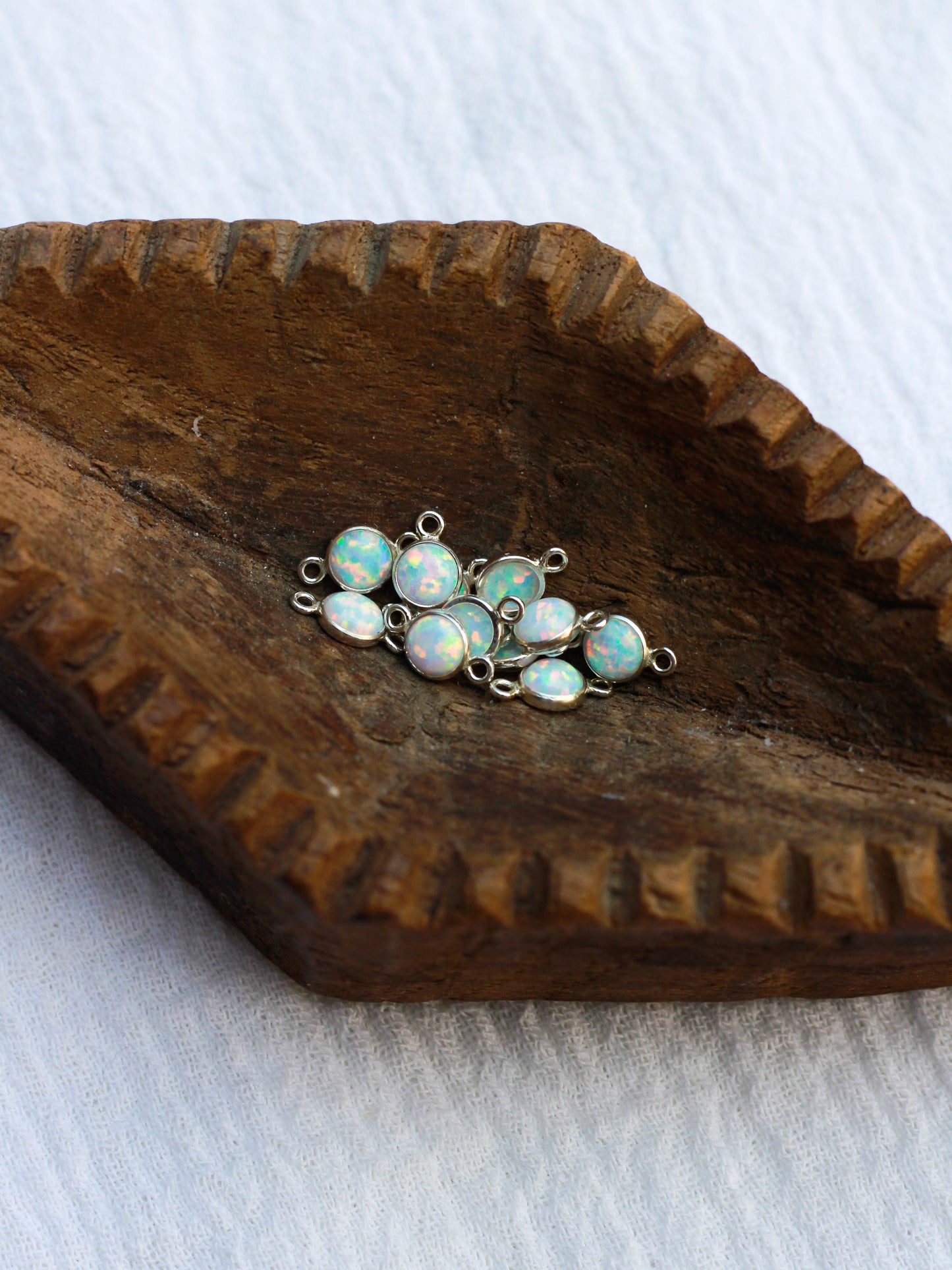 4mm Sterling Silver Opal Connector, CN270
