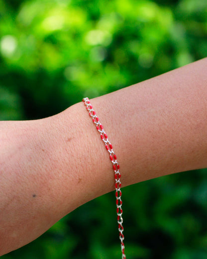 Cranberry Enamel Chain, SP121
