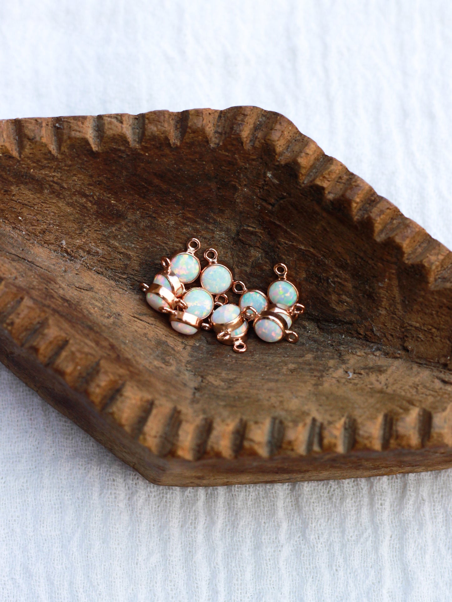 4mm Rose Gold Filled Opal Connector, CN271