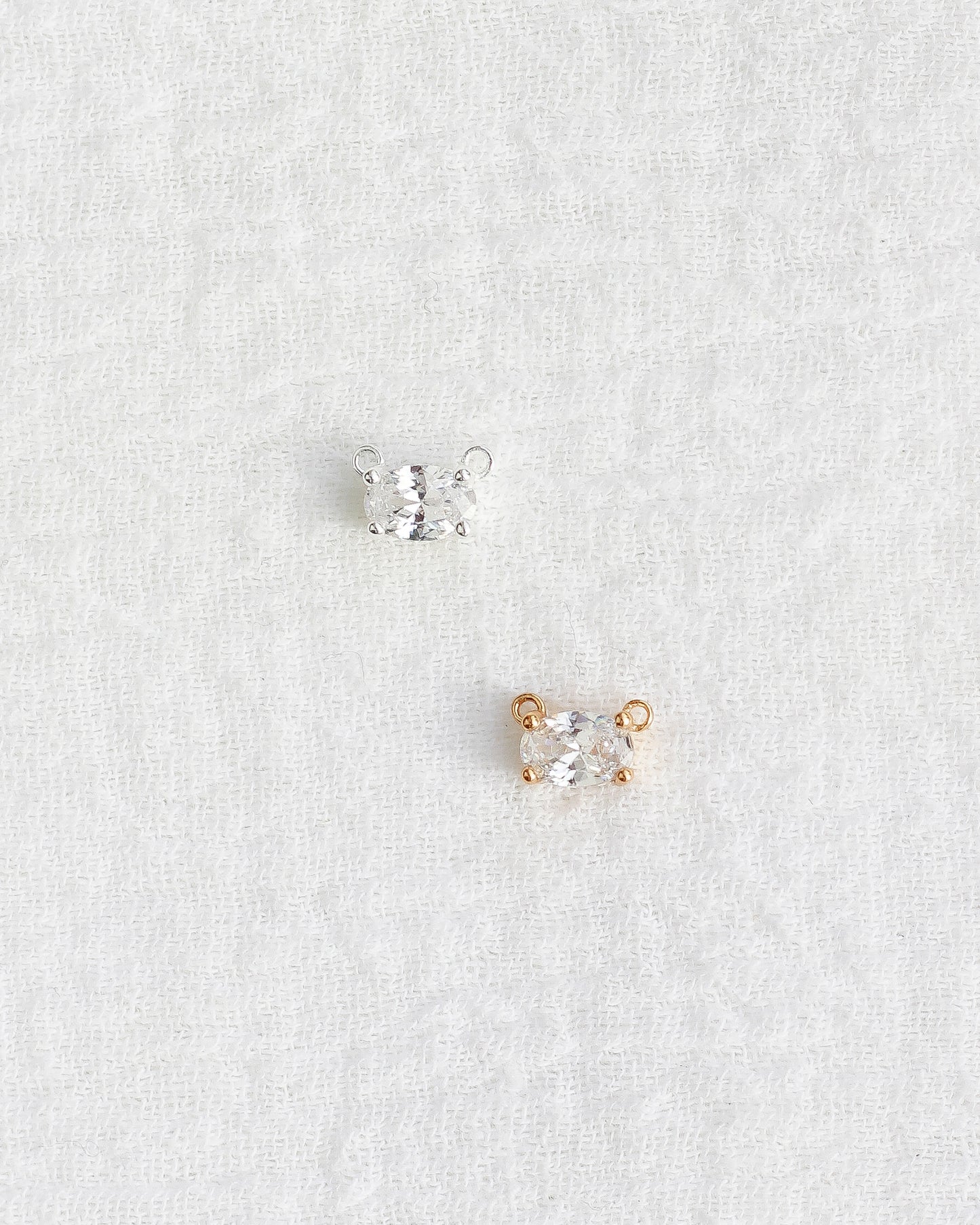 White CZ Oval Connector, CN228