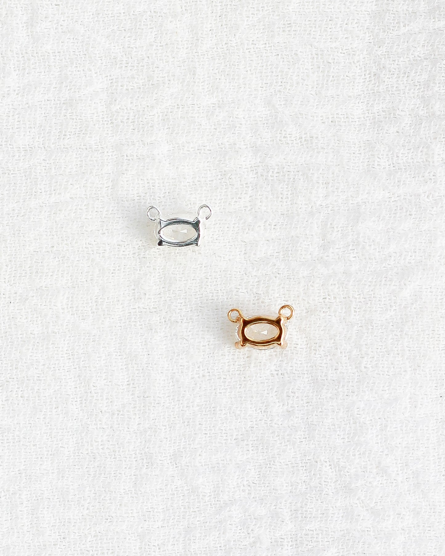 White CZ Oval Connector, CN228