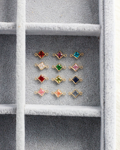 4mm CZ Diamond Shaped Birthstone Connector, CN308