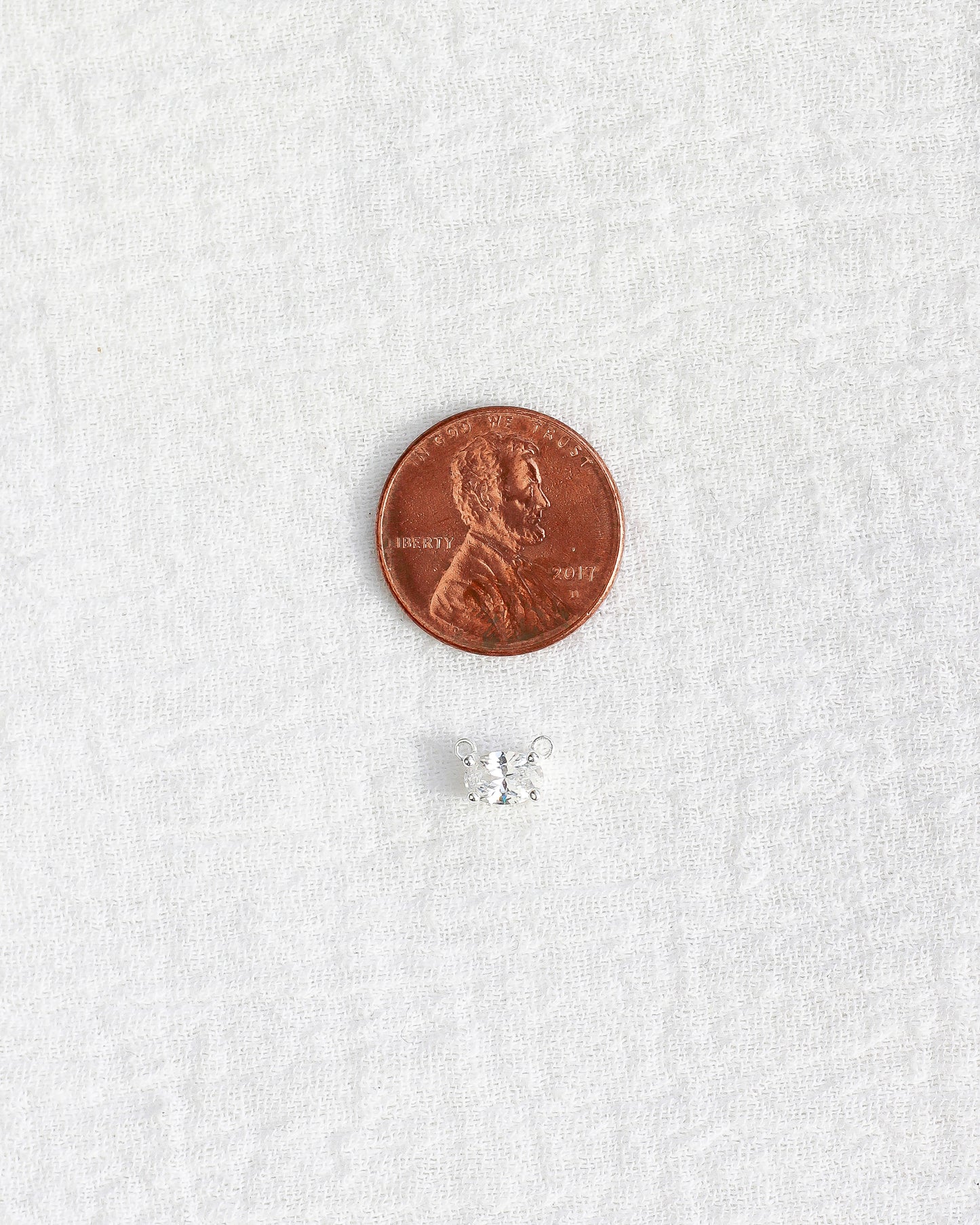 White CZ Oval Connector, CN228