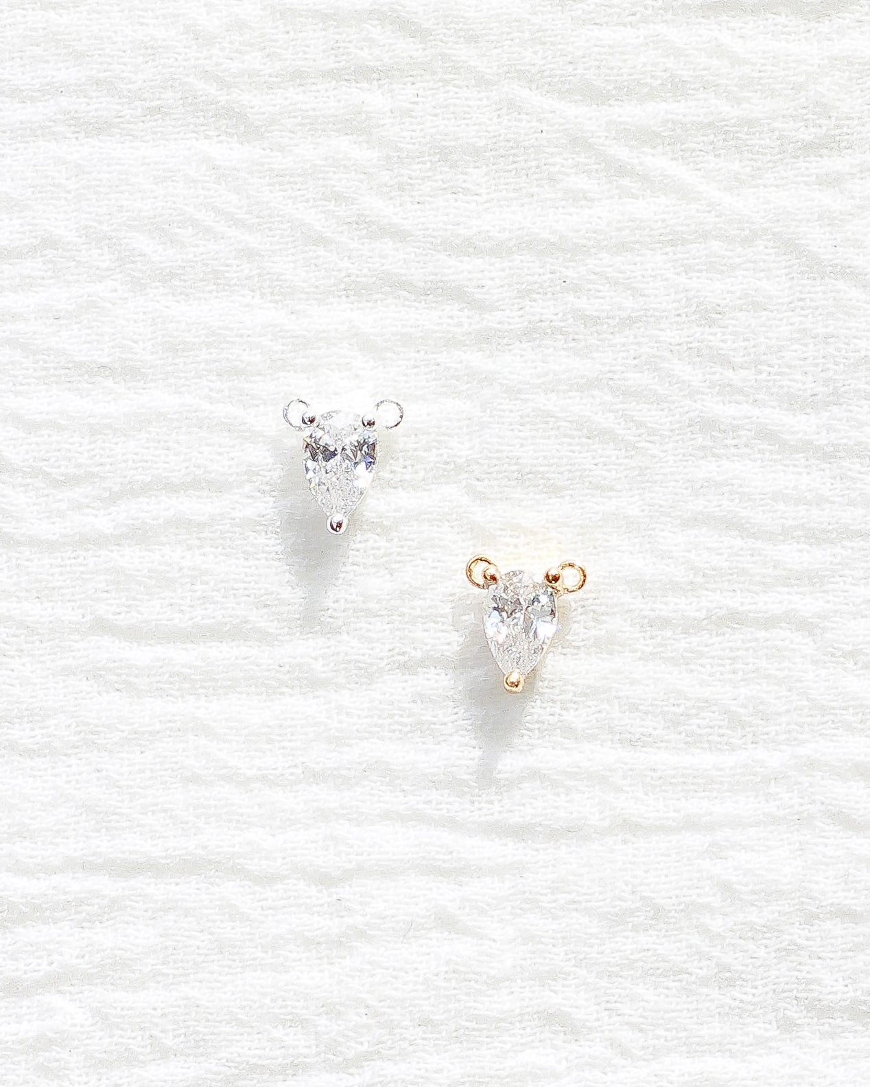 White CZ Teardrop Necklace Connector, CN230