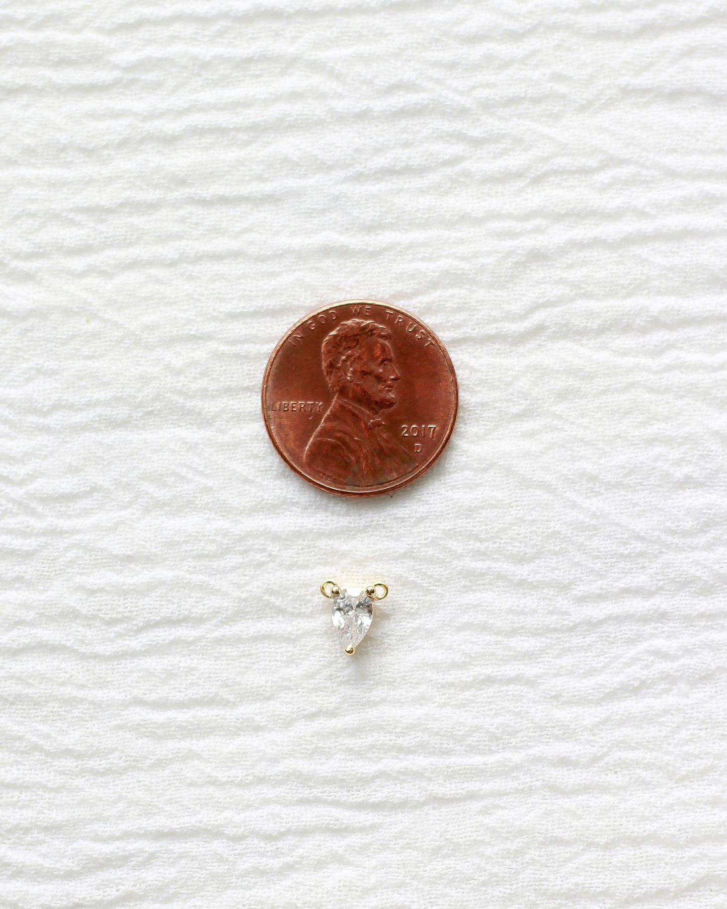 White CZ Teardrop Necklace Connector, CN230