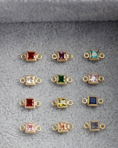 3mm CZ Square Birthstone Connector, CN304