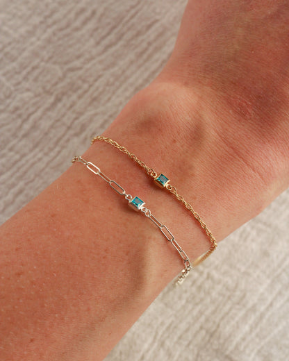 3mm CZ Square Birthstone Connector, CN304