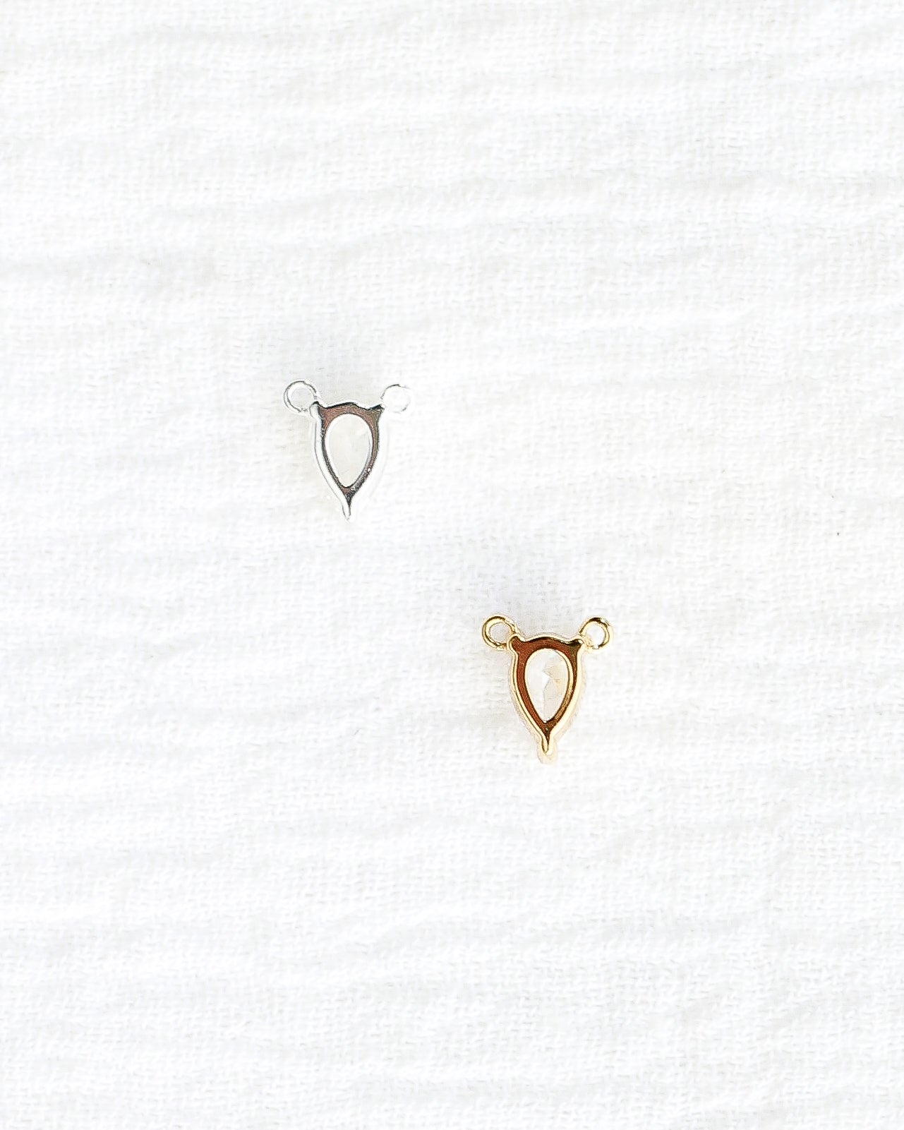 White CZ Teardrop Necklace Connector, CN230