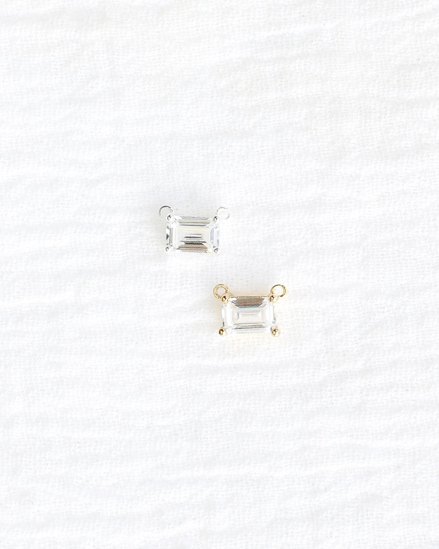 White CZ Emerald Connector, CN229