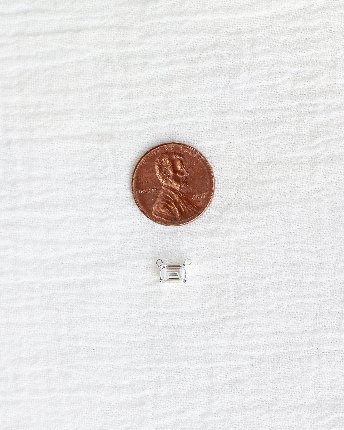 White CZ Emerald Connector, CN229