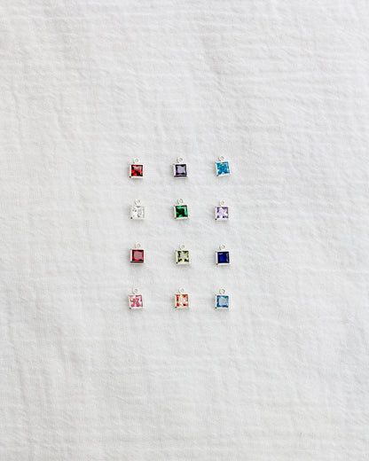 4mm Square Birthstone Charms, CH252