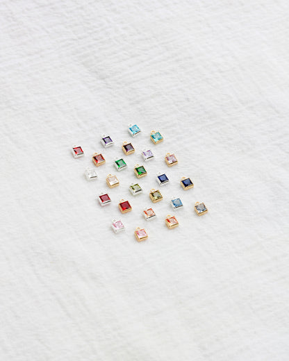4mm Square Birthstone Charms, CH252