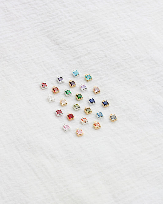 4mm Square Birthstone Charms, CH252