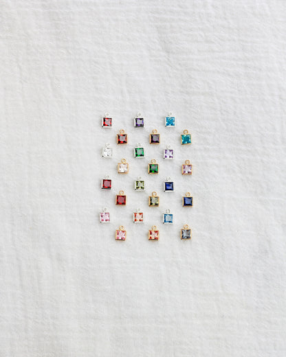 4mm Square Birthstone Charms, CH252