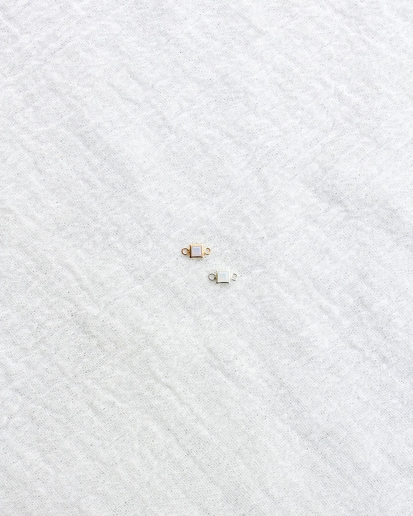 3mm White Opal Square Shaped Connector, CN309