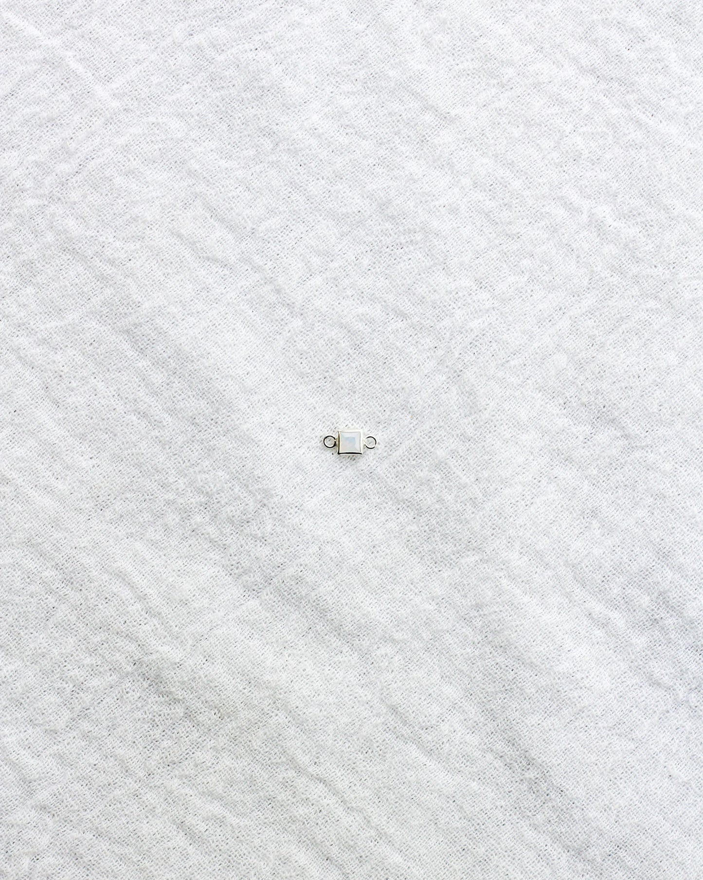 3mm White Opal Square Shaped Connector, CN309
