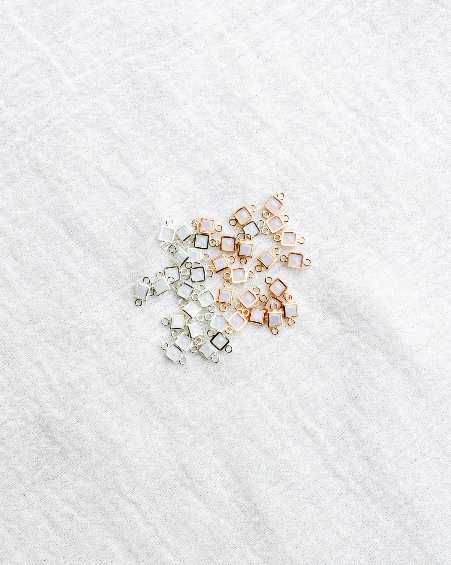 3mm White Opal Square Shaped Connector, CN309